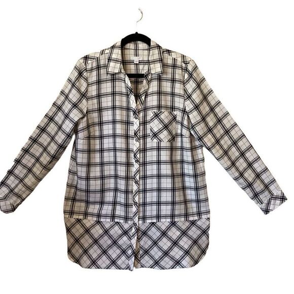 J. Jill Windowpane Plaid Lagenlook Top Size M - Picture 2 of 14